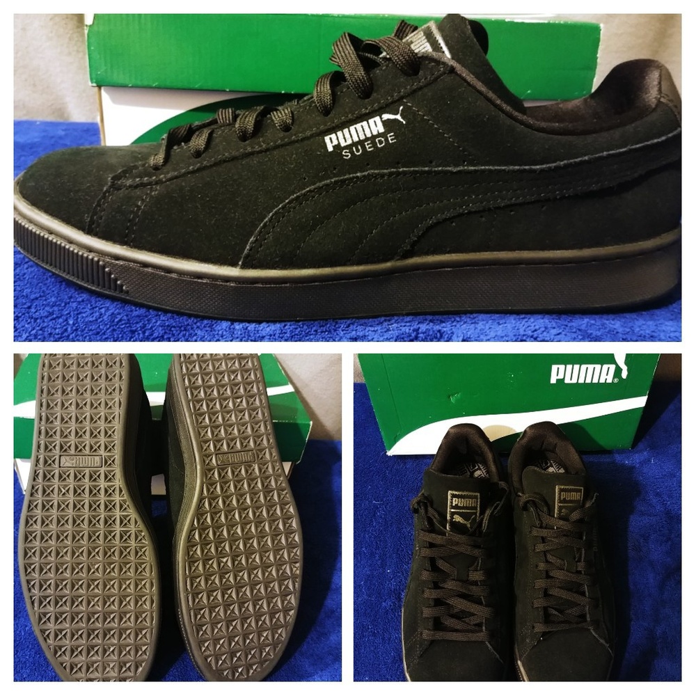 Size 10 and 1/2 Puma suede black on black men shoe